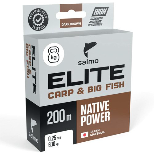 Рыболовная леска Salmo Elite Carp&Big Fish 0.32 мм 200 м коричневая купить,NaN