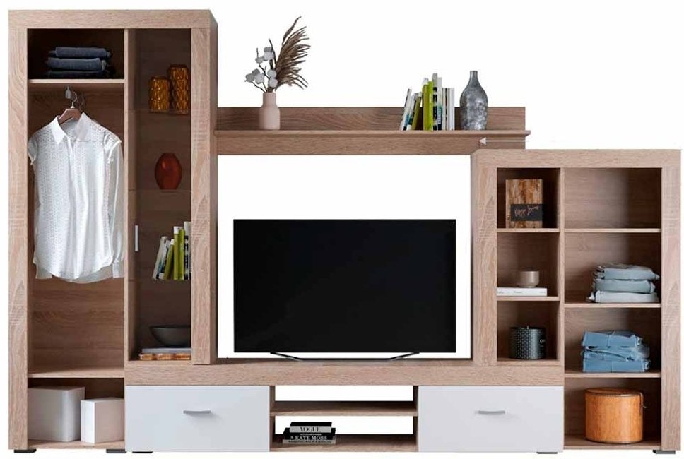 Стенка DOMA MONAKO CITY 561651 290.2х192.5х34 см, белый, светло-коричневый купить,NaN
