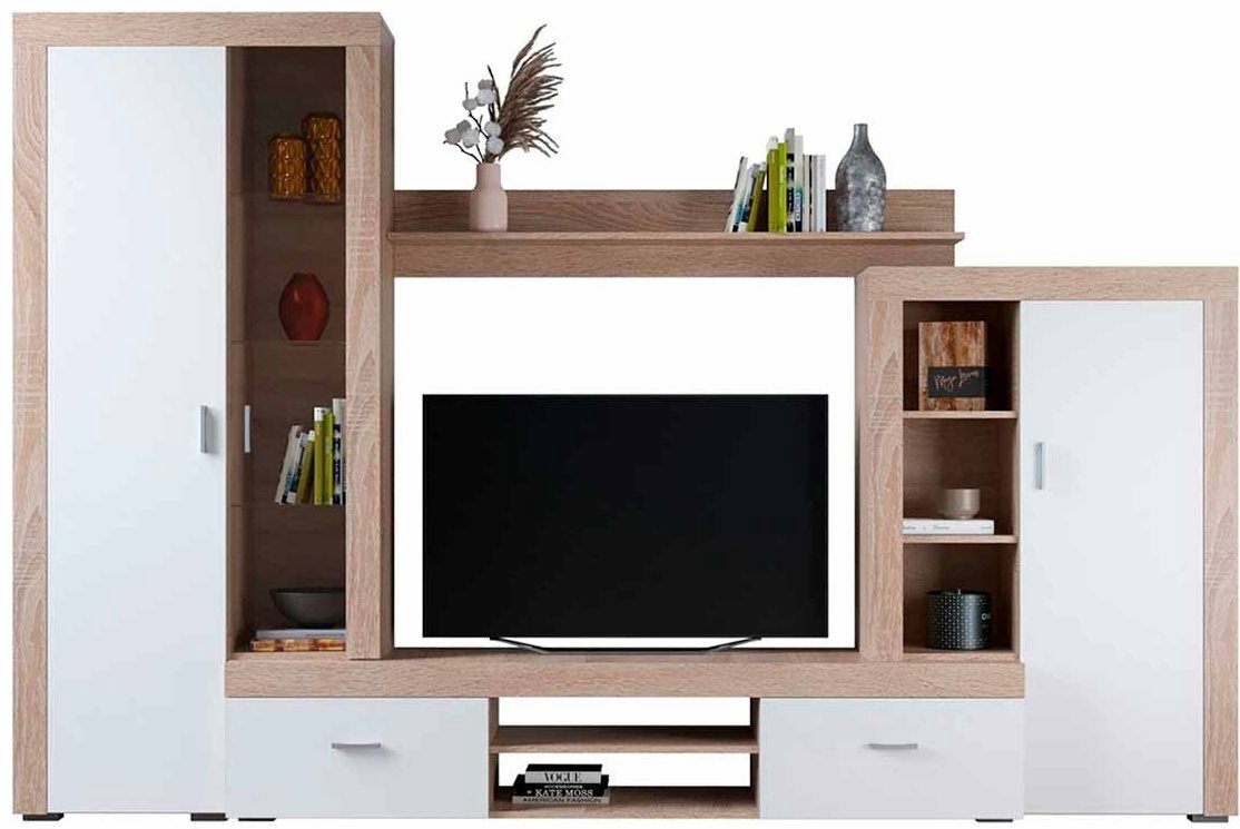 Стенка DOMA MONAKO CITY 561651 290.2х192.5х34 см, белый, светло-коричневый купить,NaN