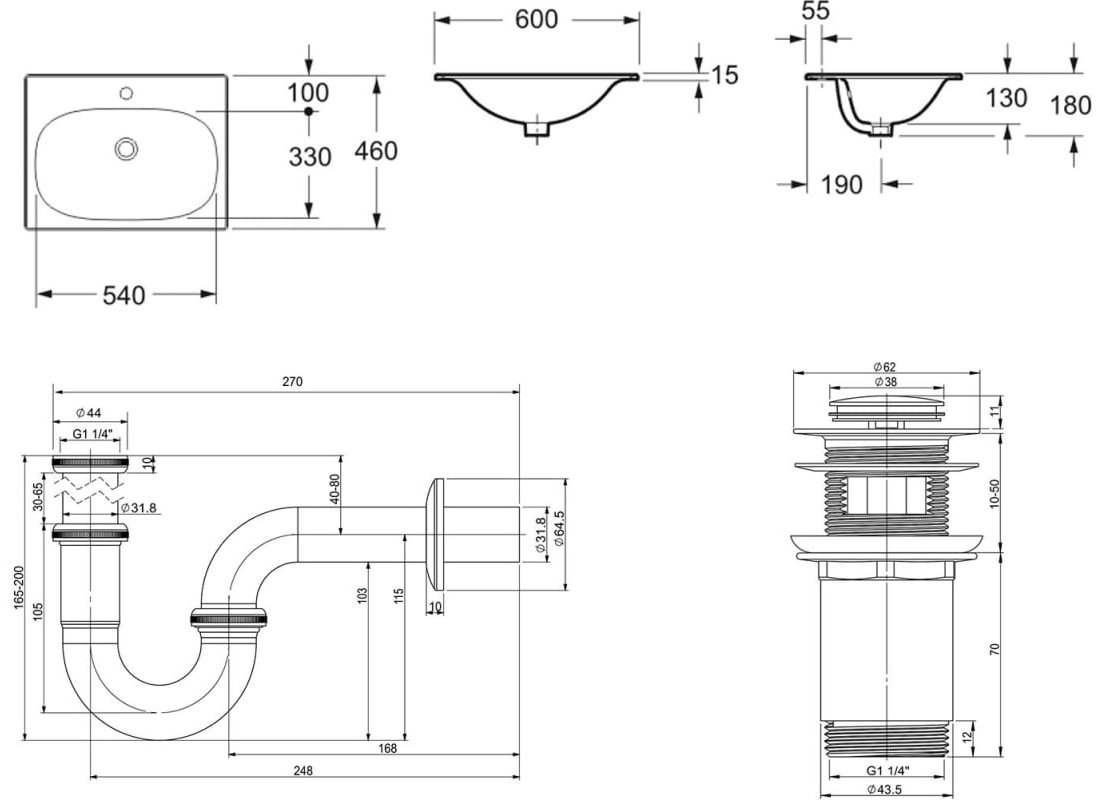 Раковина Lavinia Boho Bathroom Sink 21520433 врезная прямоугольная 46, фарфор