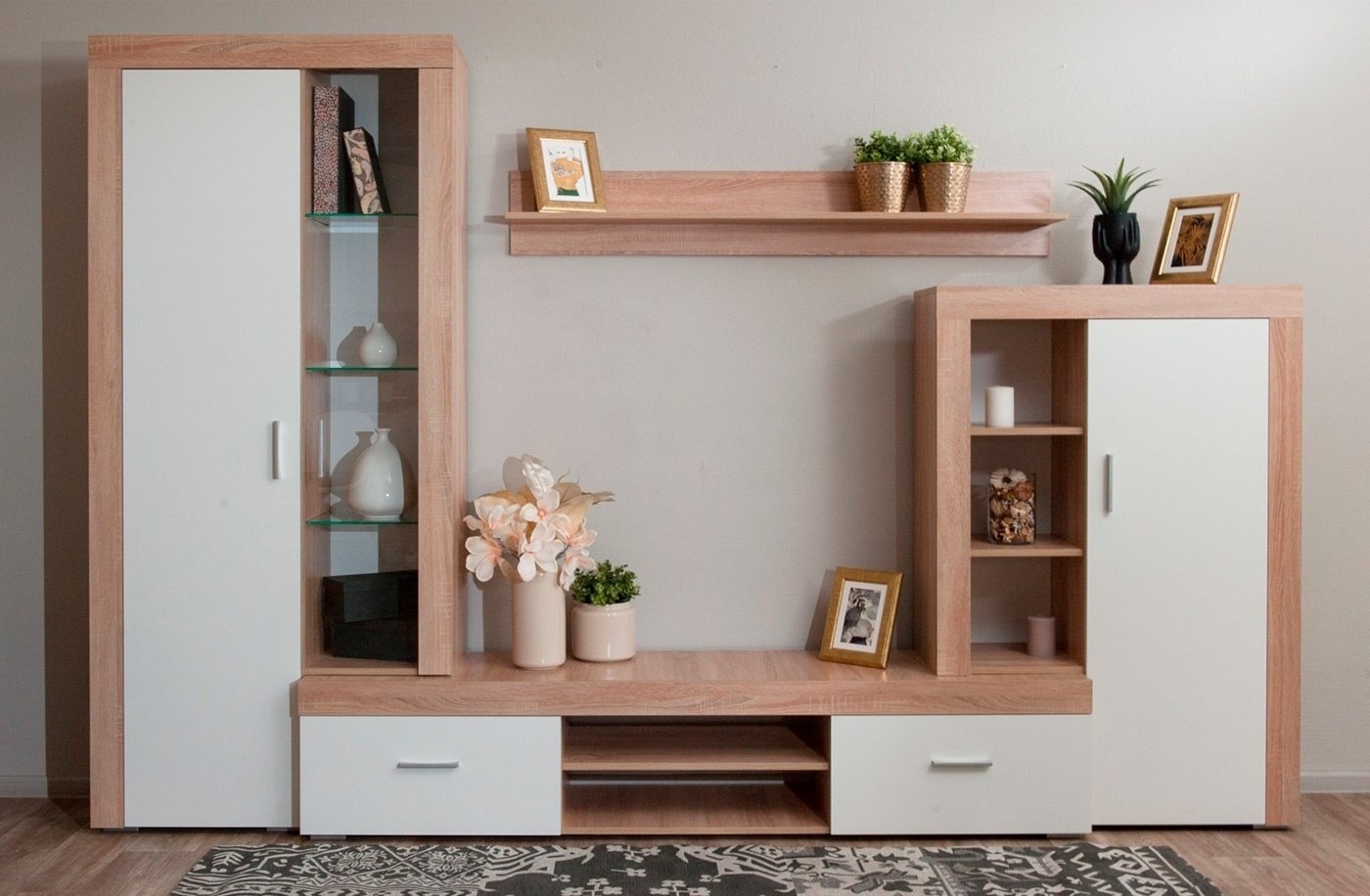 Стенка DOMA MONAKO CITY 561651 290.2х192.5х34 см, белый, светло-коричневый купить,NaN