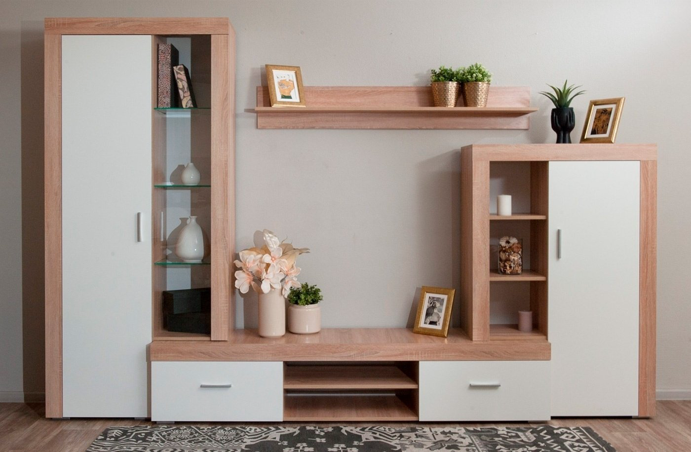 Стенка DOMA MONAKO CITY 561651 290.2х192.5х34 см, белый, светло-коричневый купить,NaN