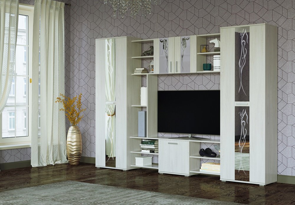 Стенка DOMA PRAGA-L 252651 270х196х47 см, белый, серый купить,NaN