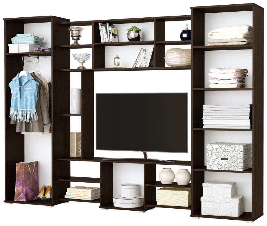 Стенка DOMA PRAGA-L 252651 270х196х47 см, белый, серый купить,NaN