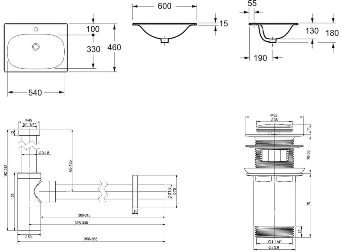 Раковина Lavinia Boho Bathroom Sink 21520437 врезная прямоугольная 46, фарфор купить,149200