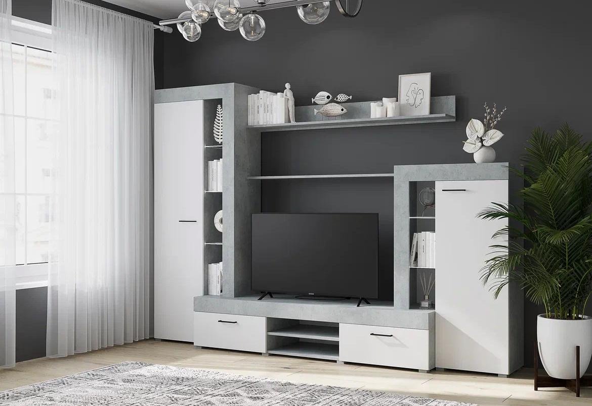 Стенка DOMA DELTA LITE 5162365 264.8х187.2х45.6 см, белый, серый купить,NaN