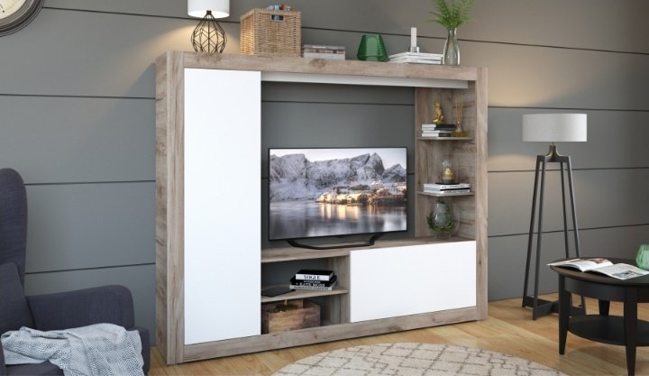 Стенка DOMA RONA-LITE 2562553 200х160х36 см, белый, светло серый купить,NaN