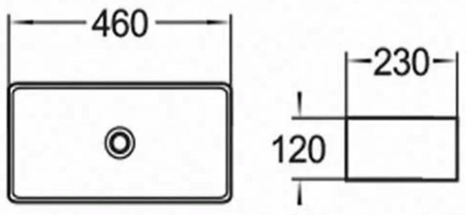 Раковина Comforty 78190 накладная прямоугольная 46, санфарфор