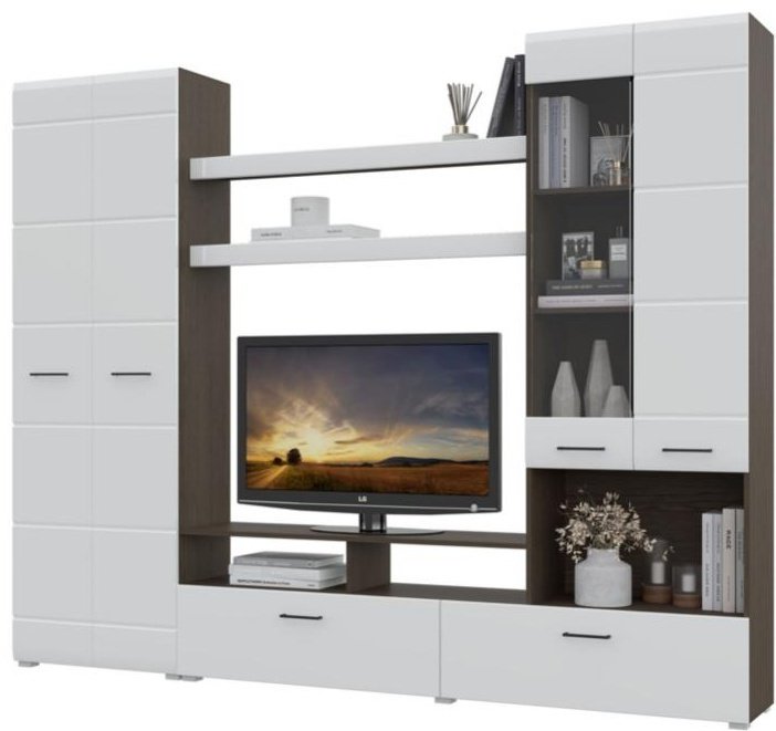 Стенка DOMA Альфа 252х200х35 см, черный, белый купить,NaN