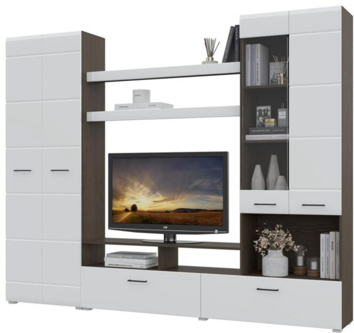 Стенка DOMA Альфа 252х200х35 см, черный, белый купить,NaN