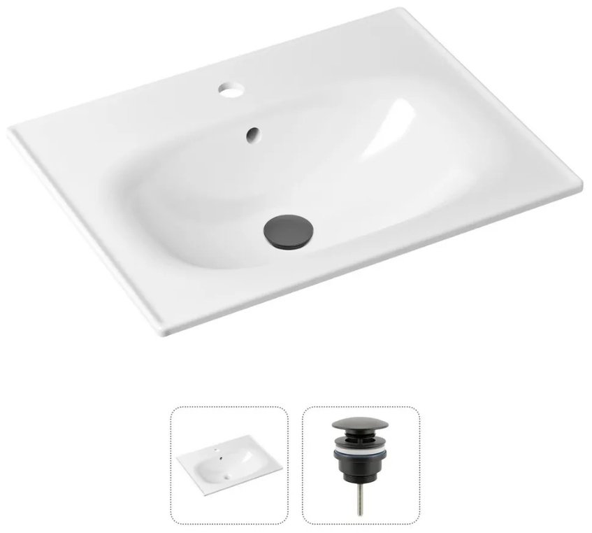 Раковина Lavinia Boho 21520871, Комплект 2 в 1 Lavinia Boho Bathroom Sink (состоит из 33312010, 182140000), цвет матовый черный накладная прямоугольная 46, фарфор
