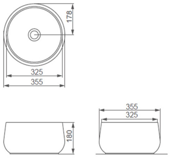 Раковина Comforty CF3087A накладная круглая 35.5, санфарфор