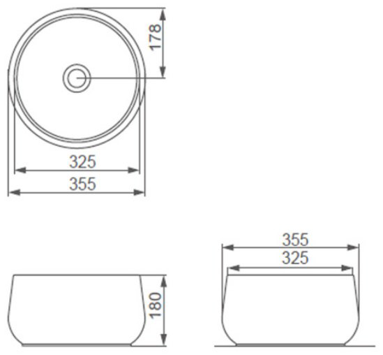 Раковина Comforty CF3087A накладная круглая 35.5, санфарфор купить,114425