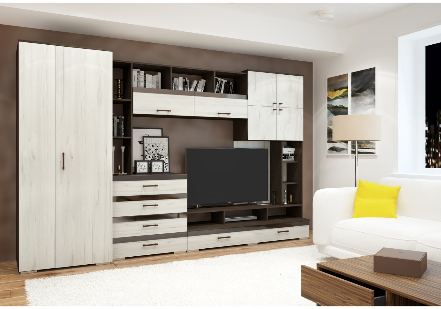 Стенка DOMA KOC-3.2M 320х200х57.4 см, коричневый, светло серый купить,NaN