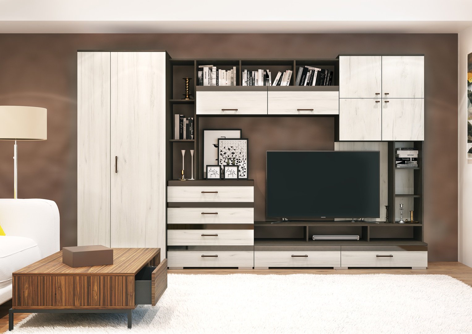 Стенка DOMA KOC-3.2M 320х200х57.4 см, коричневый, светло серый купить,NaN
