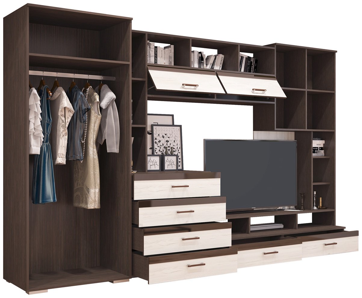 Стенка DOMA KOC-3.2M 320х200х57.4 см, коричневый, светло серый купить,NaN