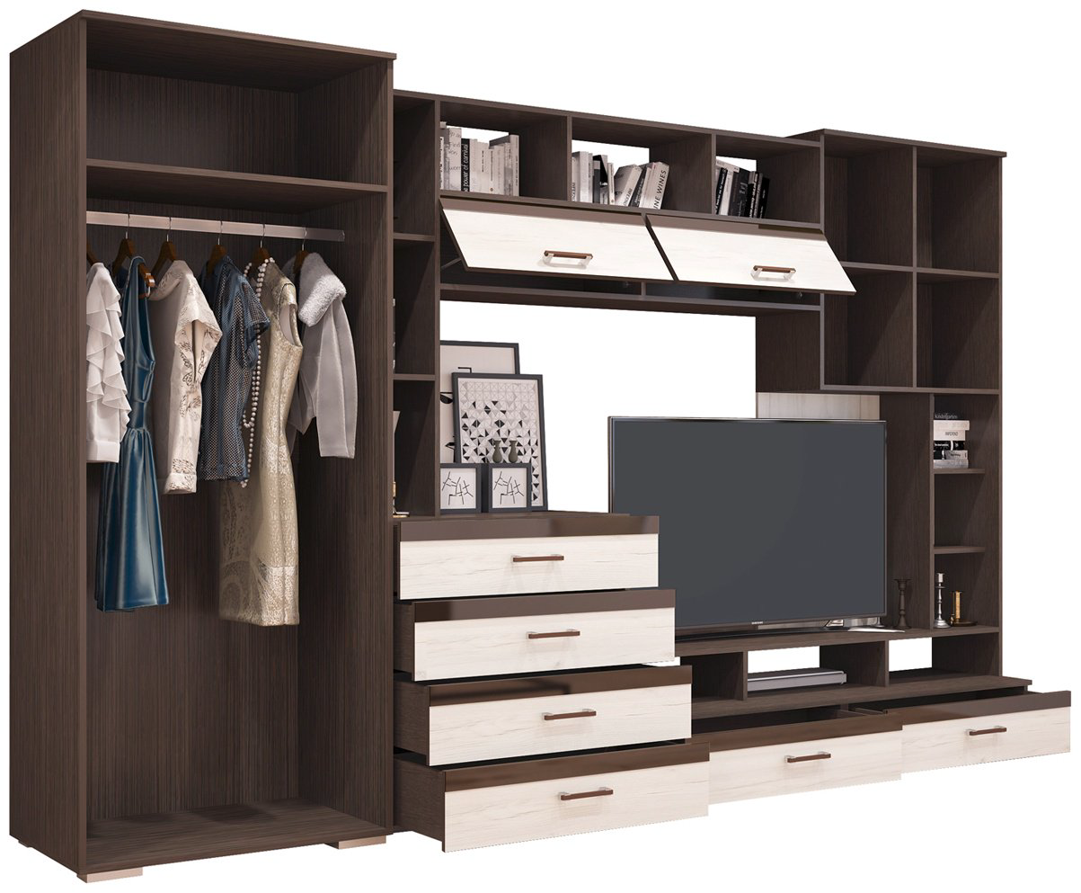 Стенка DOMA KOC-3.2M 320х200х57.4 см, коричневый, светло серый купить,NaN