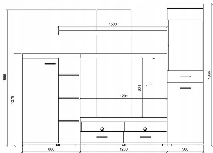 Стенка DOMA MIS-250M 249х196.5х44.6 см, белый, светло-коричневый купить,NaN