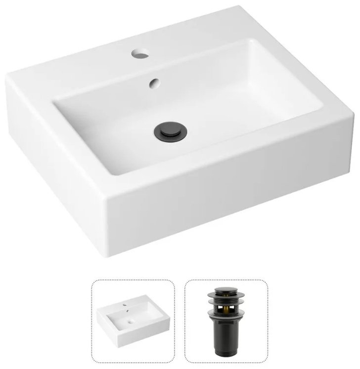 Раковина Lavinia Boho 21520910, Комплект 2 в 1 Lavinia Boho Bathroom Sink (состоит из 33311014, 182130000), цвет матовый черный накладная прямоугольная 41, фарфор купить,NaN
