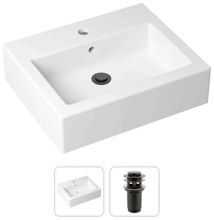 Раковина Lavinia Boho 21520910, Комплект 2 в 1 Lavinia Boho Bathroom Sink (состоит из 33311014, 182130000), цвет матовый черный накладная прямоугольная 41, фарфор купить,NaN