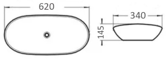 Раковина Comforty 7811ABW накладная овальная 62, санфарфор