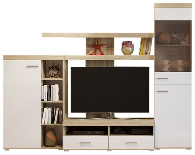 Стенка DOMA MISTRAL-S 515181 249х196.5х44.6 см, белый, светло-коричневый купить,NaN