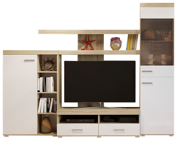 Стенка DOMA MISTRAL-S 515181 249х196.5х44.6 см, белый, светло-коричневый купить,NaN