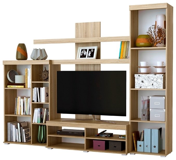 Стенка DOMA MISTRAL-S 515181 249х196.5х44.6 см, белый, светло-коричневый купить,NaN