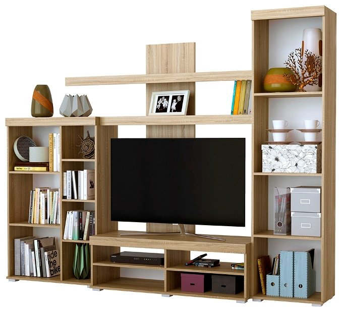 Стенка DOMA MISTRAL-S 515181 249х196.5х44.6 см, белый, светло-коричневый купить,NaN