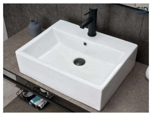 Раковина GID-ceramic N9153 накладная прямоугольная 53, керамика
