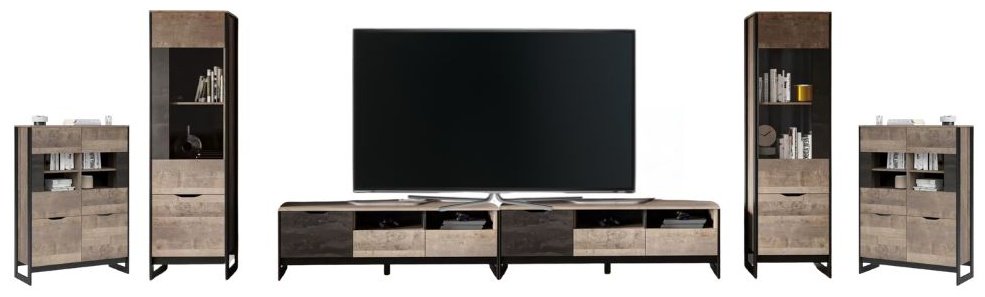 Комплект для гостиной DOMA STOK-2-654CM Loft, темно-серый, коричневый купить,NaN