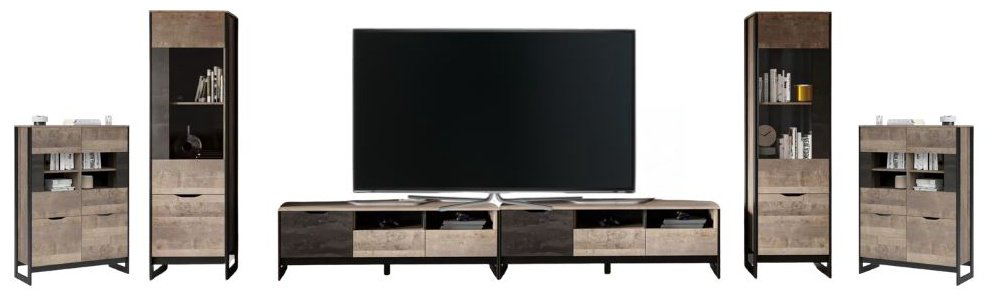 Комплект для гостиной DOMA STOK-2-654CM Loft, темно-серый, коричневый купить,NaN
