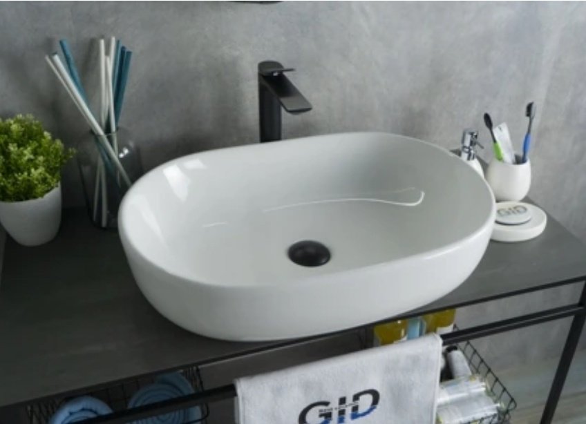 Раковина GID-ceramic N9026a накладная овальная 60, керамика