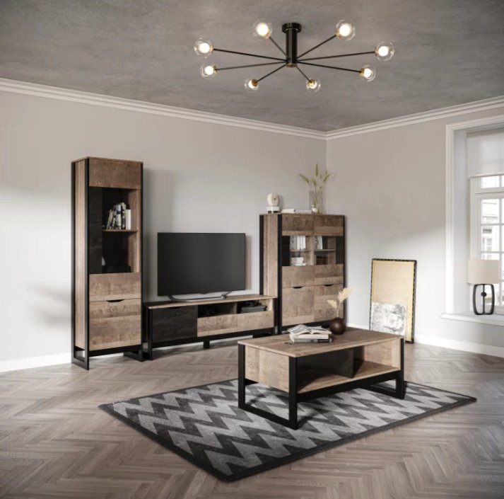 Комплект для гостиной DOMA STOK-2-654CM Loft, темно-серый, коричневый купить,NaN