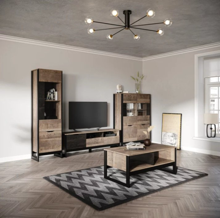 Комплект для гостиной DOMA STOK-2-654CM Loft, темно-серый, коричневый купить,NaN