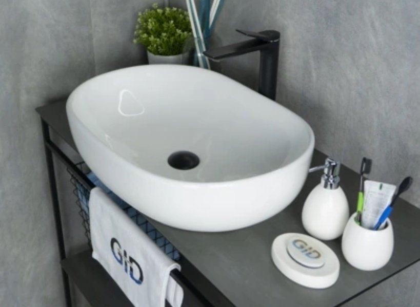 Раковина GID-ceramic N9026a накладная овальная 60, керамика