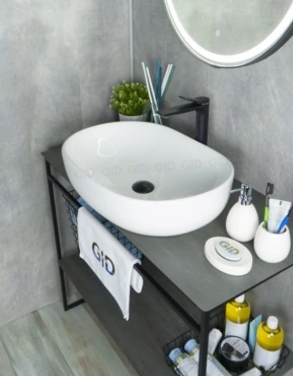 Раковина GID-ceramic N9026a накладная овальная 60, керамика