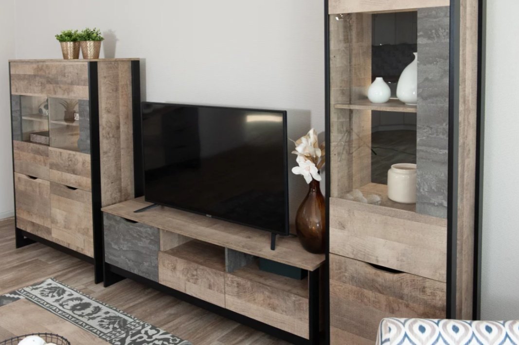Комплект для гостиной DOMA STOK-2-654CM Loft, темно-серый, коричневый купить,NaN