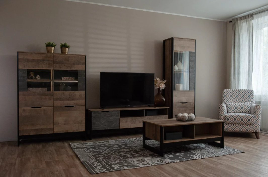 Комплект для гостиной DOMA STOK-2-654CM Loft, темно-серый, коричневый купить,NaN