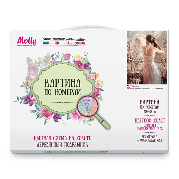 Картина по номерам   Molly У зеркала 30х40  24 цвета купить,NaN