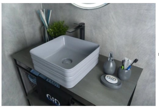 Раковина GID-ceramic Gm965 накладная квадратная 38.5, керамика купить,NaN