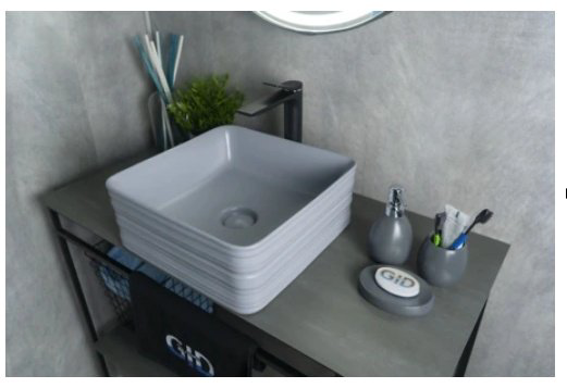Раковина GID-ceramic Gm965 накладная квадратная 38.5, керамика купить,NaN