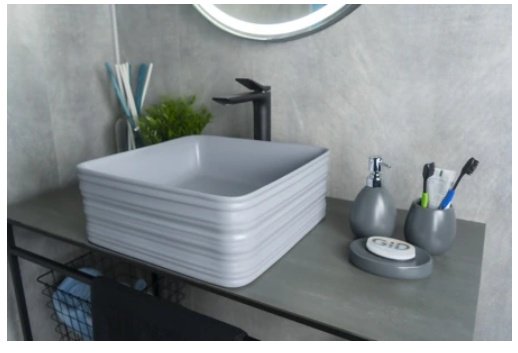 Раковина GID-ceramic Gm965 накладная квадратная 38.5, керамика купить,NaN