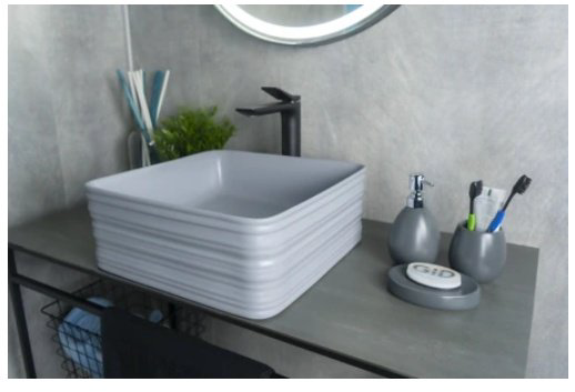 Раковина GID-ceramic Gm965 накладная квадратная 38.5, керамика купить,NaN