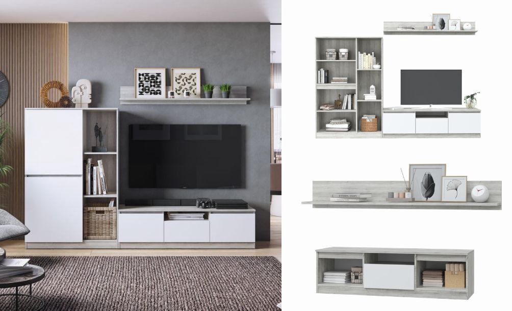 Комплект для гостиной DOMA Гостиная/ГОРКА L-LOFT-2.8M белый, серый купить,NaN