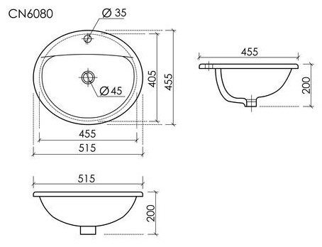 Раковина Ceramicanova CN6080 врезная овальная 45.5, мрамор купить,68754