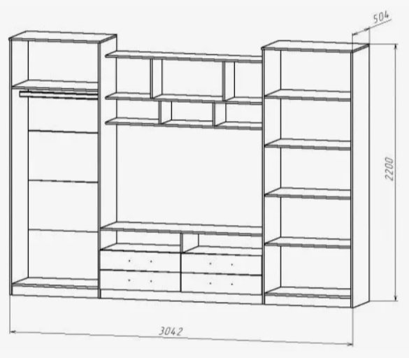 Стенка DOMA Стенка/ГОРКА PL-304, серый, белый купить,NaN