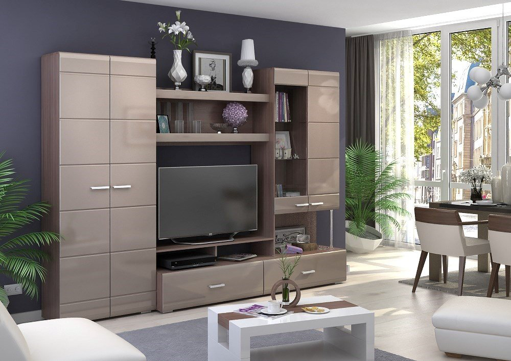 Стенка Ереке Мебель Vegas HM PV 280х200х44 см, коричневый купить,NaN