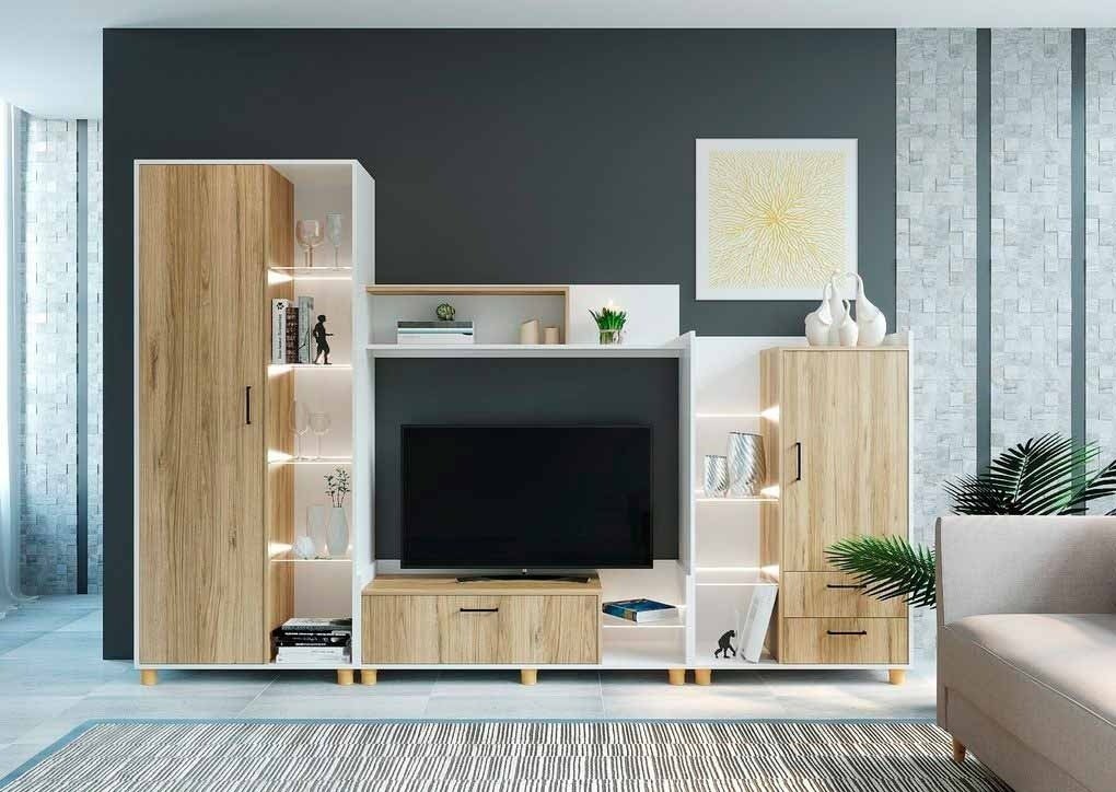 Стенка DOMA TAL-2.8M 189189118 280х189х44.6 см, белый, светло-коричневый купить,NaN