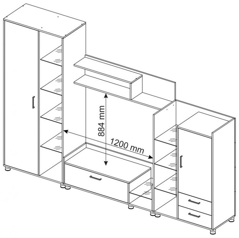 Стенка DOMA TAL-2.8M 189189118 280х189х44.6 см, белый, светло-коричневый купить,NaN